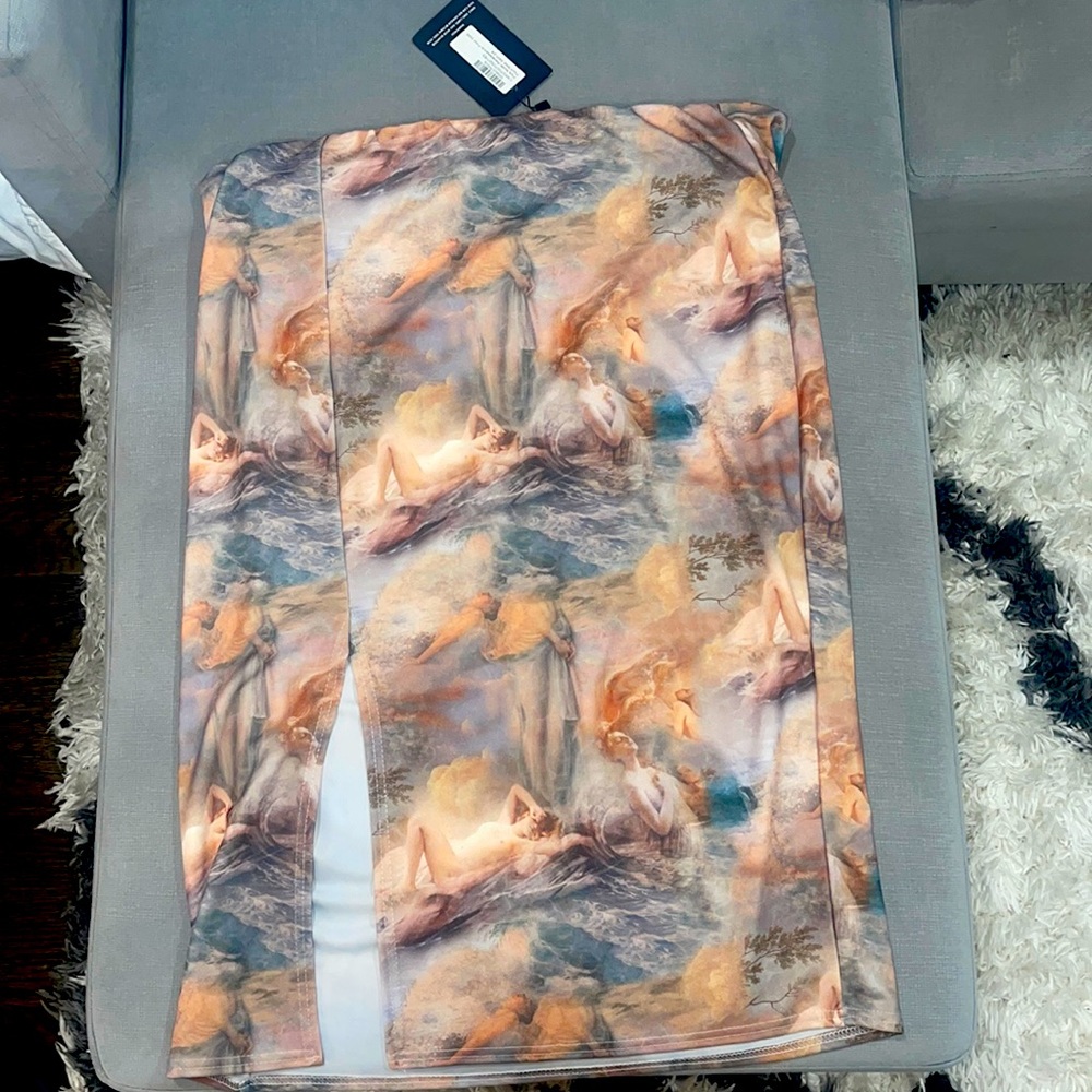 Plus size renaissance print skirt